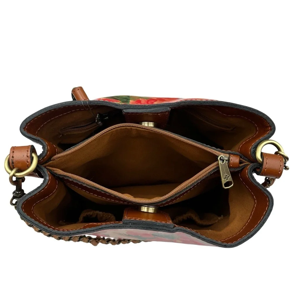 Patricia Nash Women's Ledra Leather Bucket Crossbody Purse Spring Floral Print